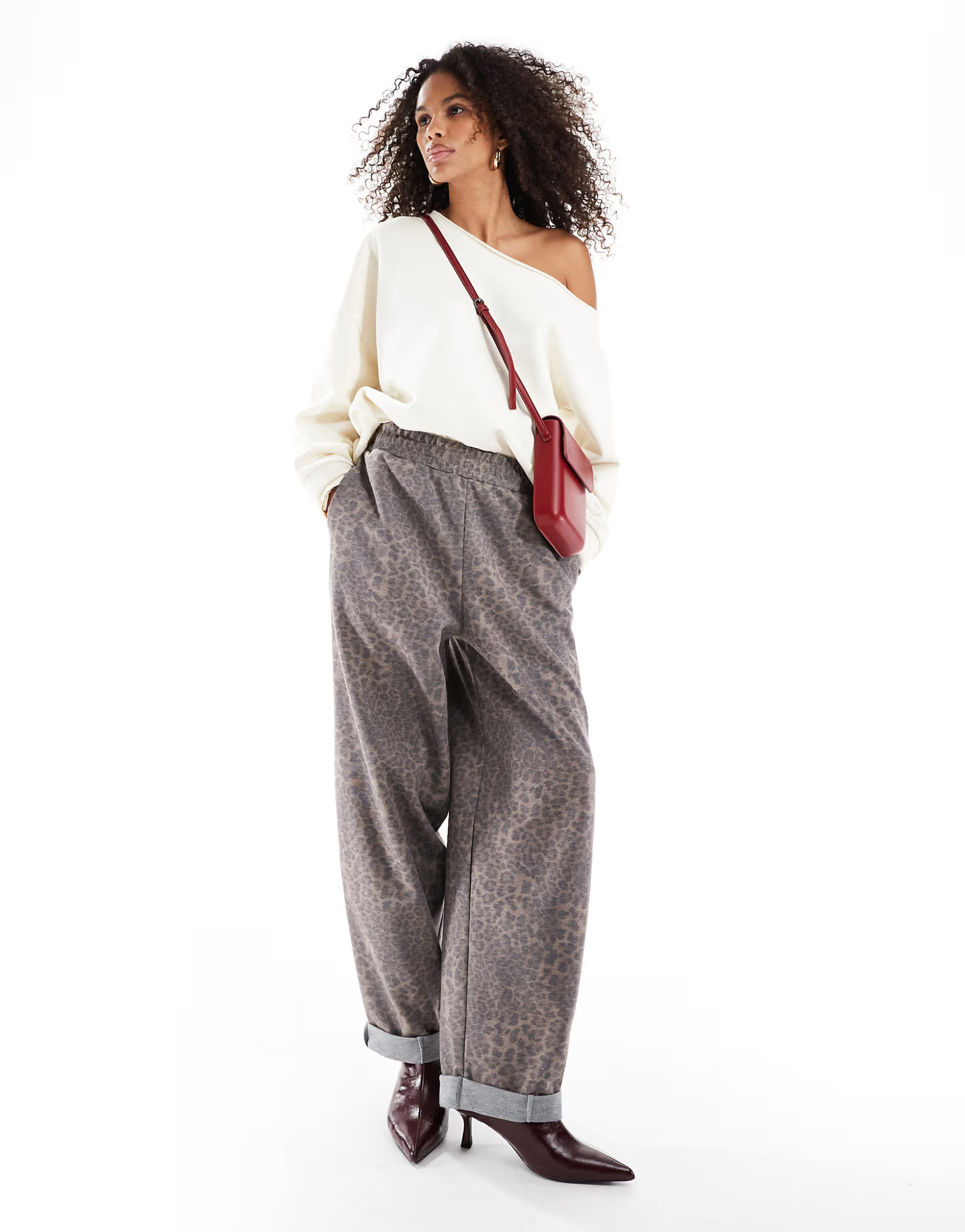 ASOS DESIGN scuba turnback jogger in leopard | ASOS | ASOS (Global)