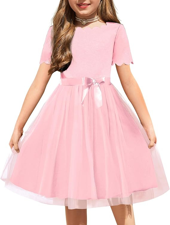 Arshiner Girls Dress Tutu Fluffy Summer Dresses Belted Wedding Party Flower Girls' Dress Size 3-1... | Amazon (US)