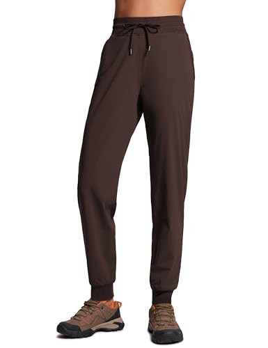 CRZ YOGA Casual Workout Jogger for Women 28.5" - Tapered Lightweight Stretch Athletic Outdoor Pants with Pockets Hot Fudge Brown X-Large | Amazon (US)