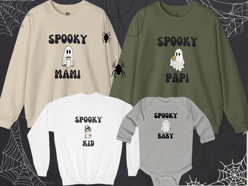 Matching Family Halloween Sweatshirt, Spooky Mami Ghost Sweatshirt, Family Ghost Sweatshirt, Span... | Etsy (US)