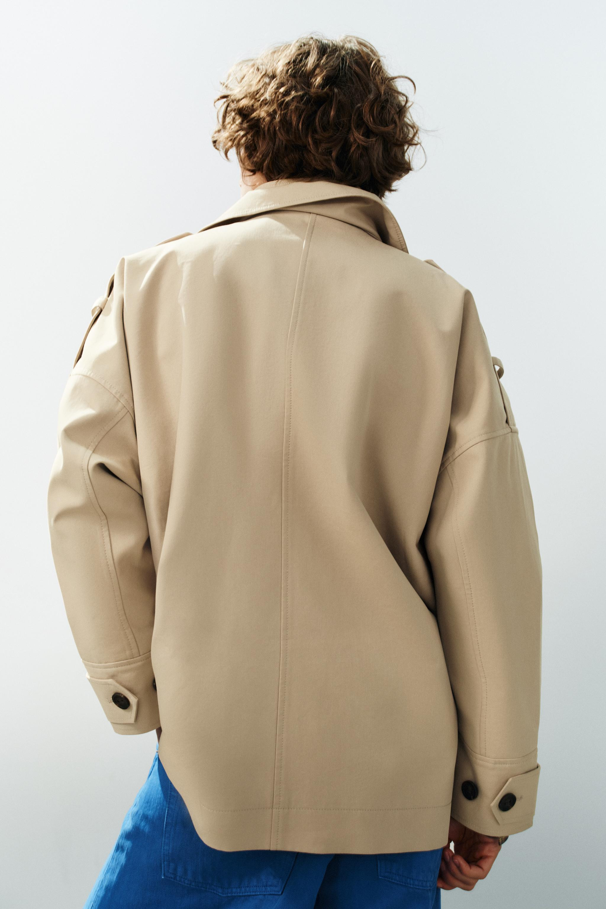 HIGH COLLAR OVERSIZE SHORT TRENCH COAT | Zara UK