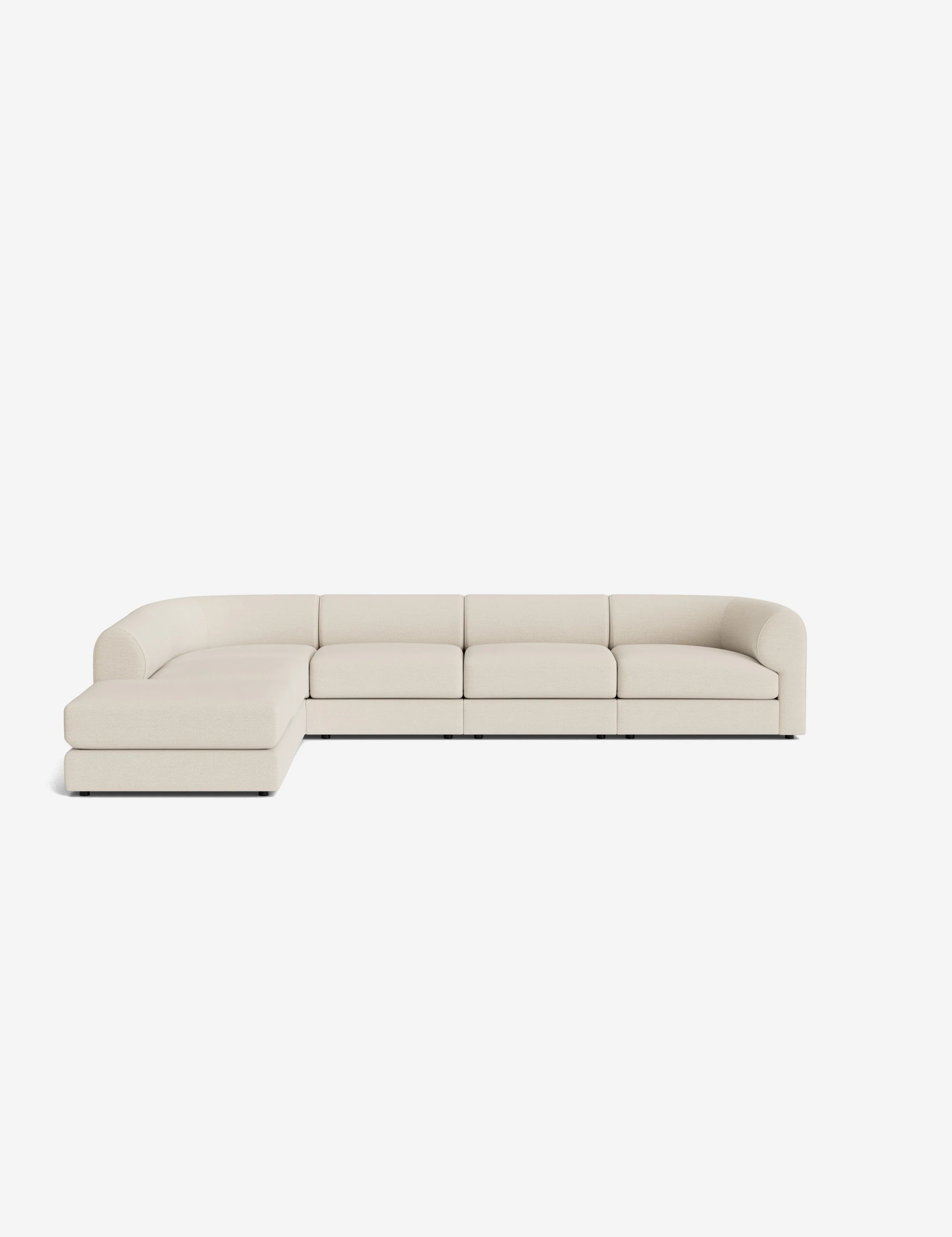 Sergio Modular Corner Sectional Sofa With Ottoman, Cream Performance Basketweave | Lulu and Georgia 