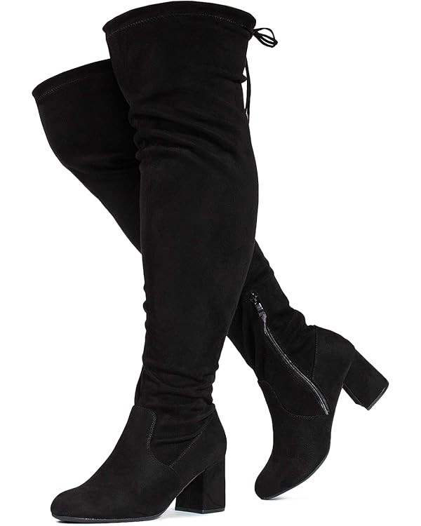 RF ROOM OF FASHION Women's Wide Calf Wide Width Block Heel Stretchy Over The Knee Boots - Plus Si... | Amazon (US)