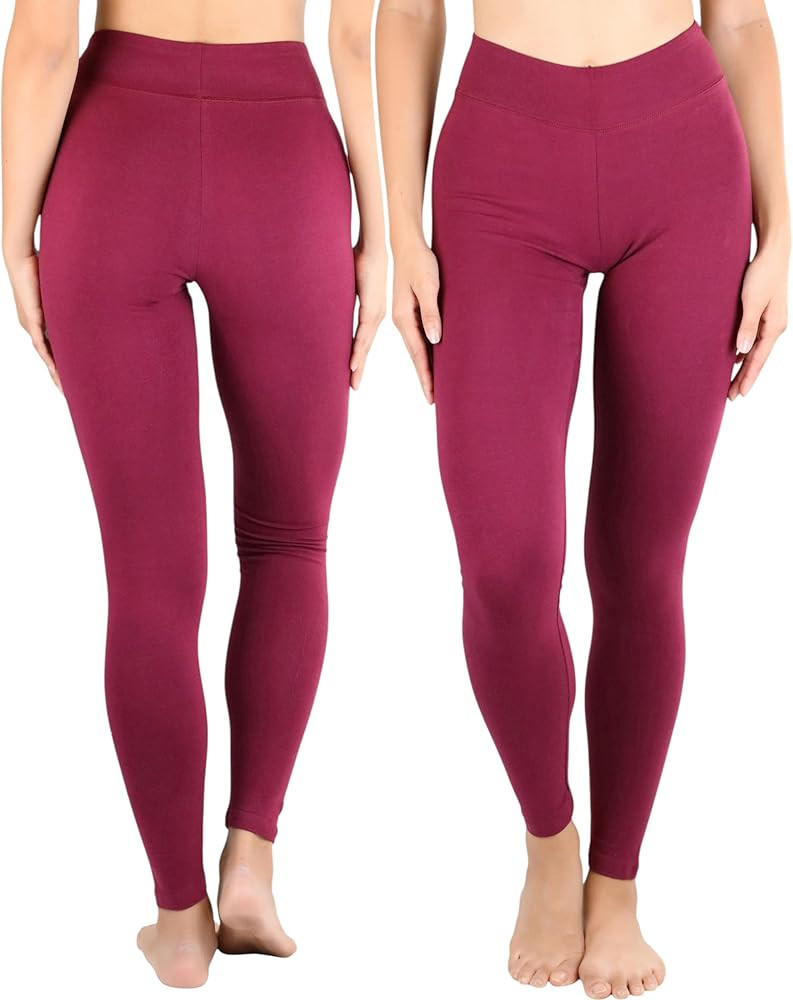 ToBeInStyle Women's Single Medium Weight Breathable Cotton-Spandex Leggings | Amazon (US)