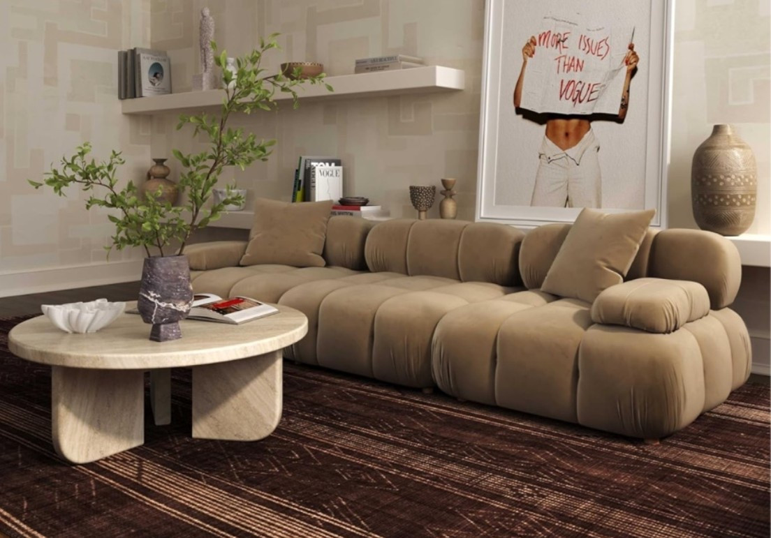 Cozy, elevated, and giving major rich-girl movie night vibes. 🤎 This velvet modular loveseat is the kind of piece that makes you want to curl up with a blanket, light a candle, and stay in all weekend. The soft brown velvet and pillowy shape make any space feel instantly warm and luxe-inspired. Perfect for cozy nights in, morning coffee moments, hosting friends, or turning your living room into the chic comfy space of your dreams. 

Grab yours before it’s gone! ✨

#LTKHome #LTKSeasonal #LTKU
