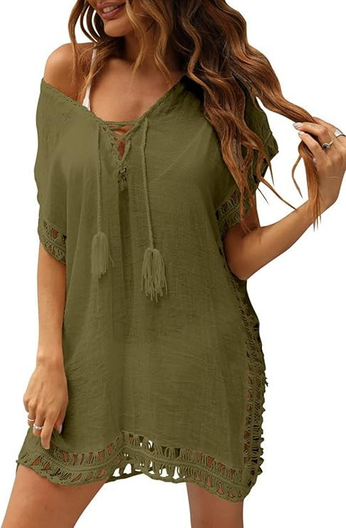 Adisputent Womens Swimsuit Cover Ups for Swimwear Crochet Mesh Bathing Suit Coverups Bikini Chiff... | Amazon (US)