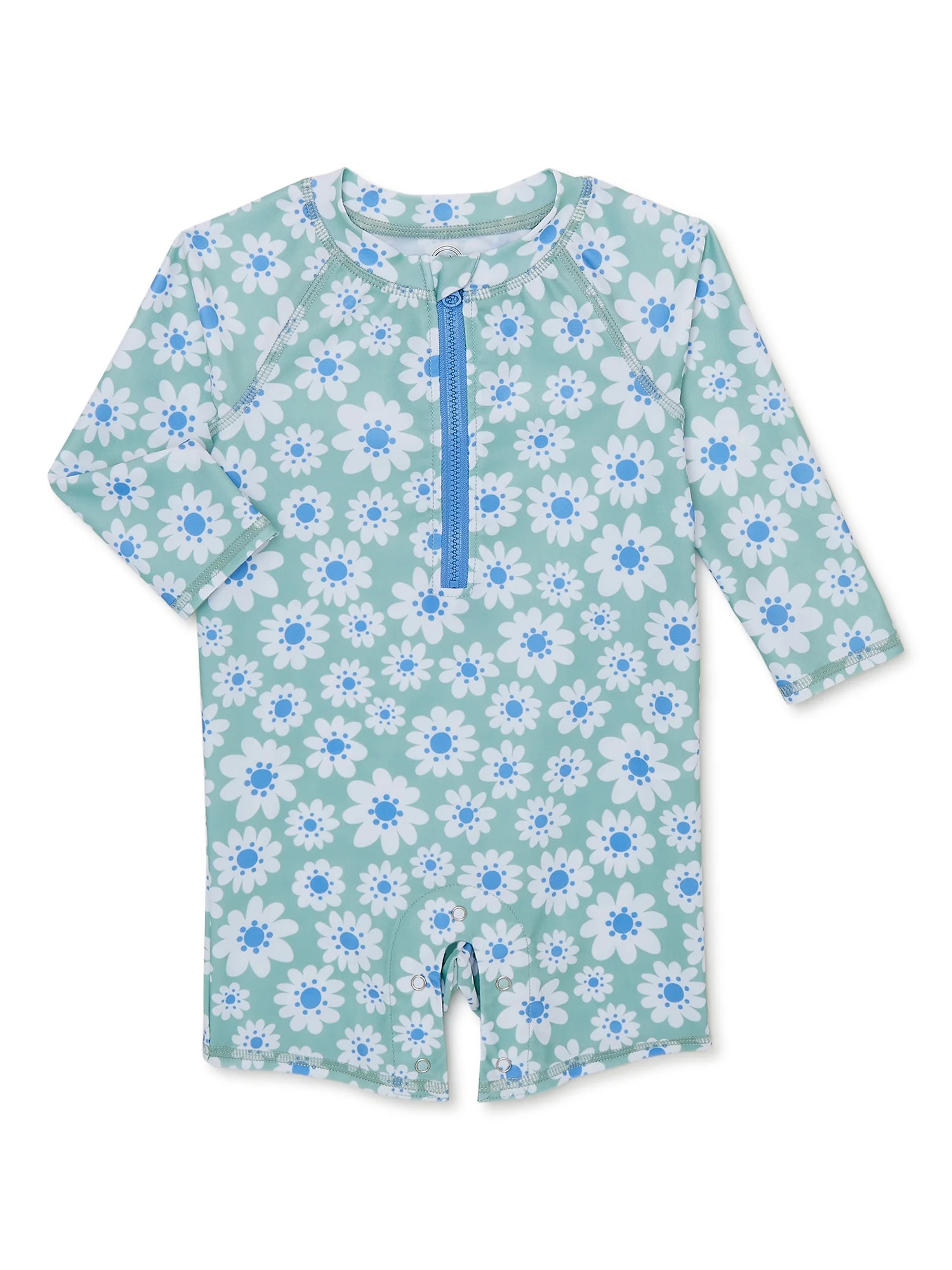 Wonder Nation Baby Girl Print Rashguard Swimsuit, 1-Piece, Size 0/3M-12M | Walmart (US)