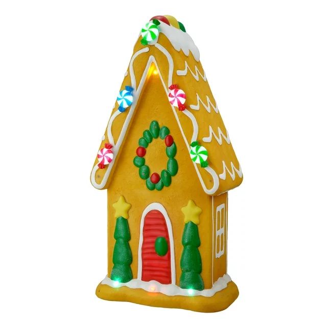 Light-up Plastic Colorful Gingerbread House Christmas Decoration, 36", by Holiday Time | Walmart (US)