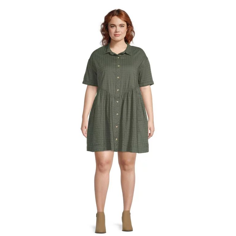 Terra & Sky Women's Plus Size Woven Shirt Dress | Walmart (US)
