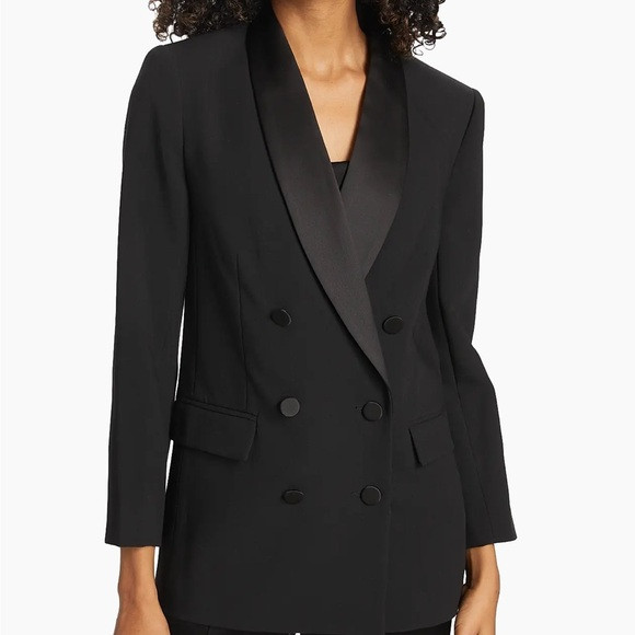 L'AGENCE Black Satin Lapel Blazer | Poshmark