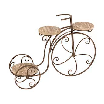 Grayson Lane 23-in H x 48-in W Brown 2 Tier Bike Indoor/Outdoor Round Steel Plant Stand | Lowe's