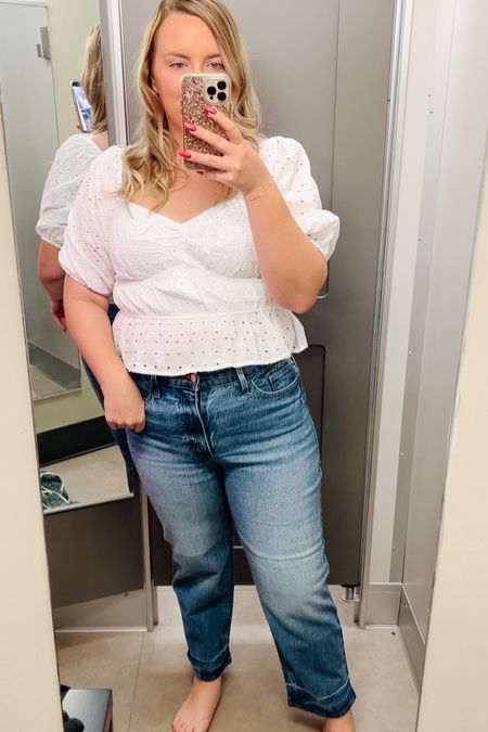 Target outfit. 
Midsize outfit. 
White eyelet crop top. 
Target jeans. 
Midsize jeans. 
Size 12 jeans. 
Midsize style. 



#LTKunder50 #LTKcurves #LTKstyletip