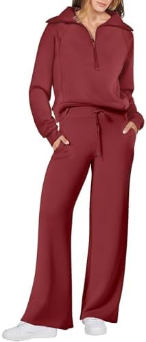 ANRABESS Women 2 Piece Outfits 2025 Fall Fashion Airport Wide Leg Pants Lounge Set Leisure Travel... | Amazon (US)