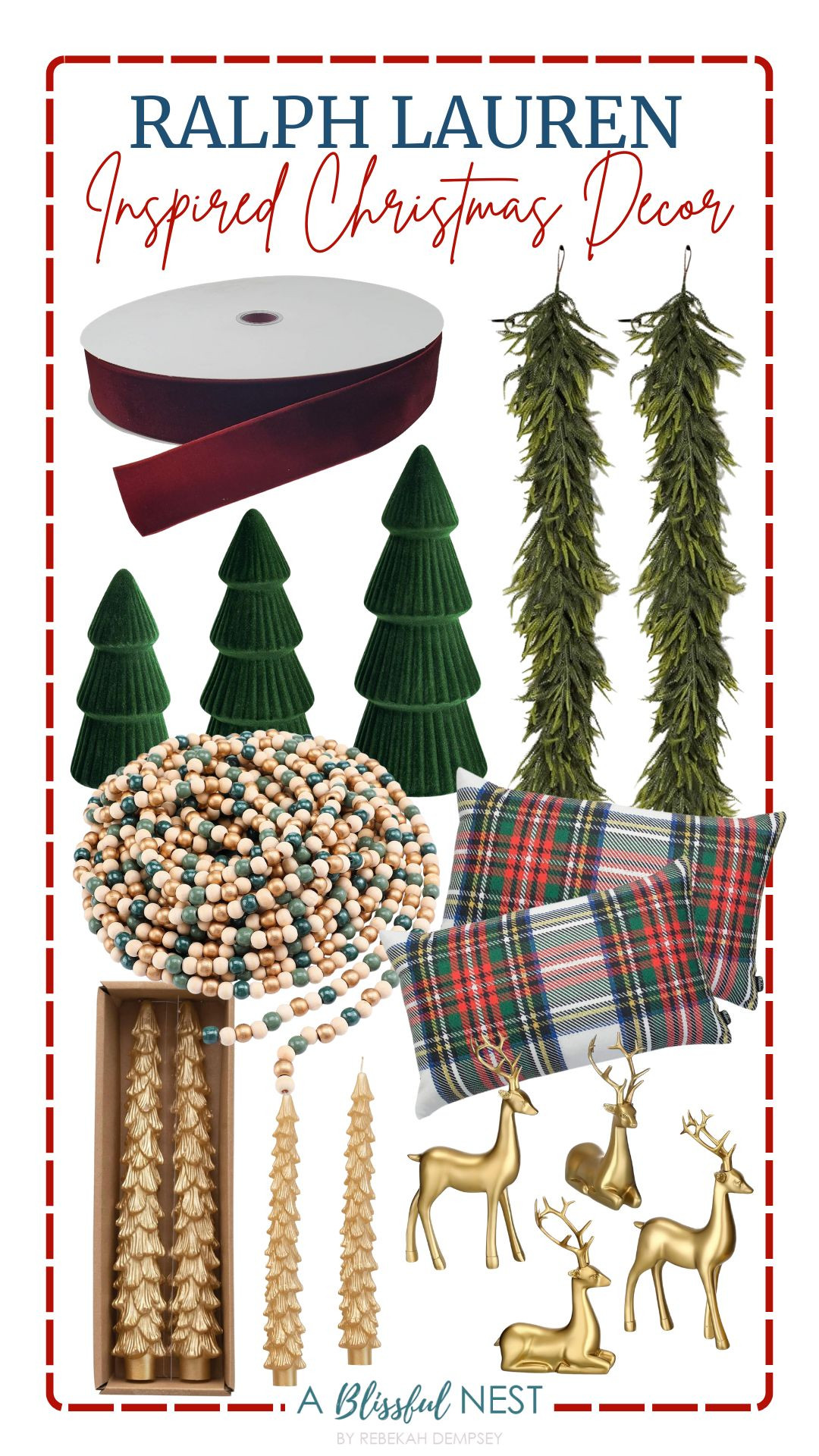 Classic textures meet festive charm for a timeless holiday look. Shop now.
plaid decorative pillow, Christmas wood bead garland, holiday faux garland, unscented tree-shaped taper candles, reindeer decor, cone Christmas decoration, velvet ribbon 

 #LTKHoliday #LTKSeasonal #LTKHome