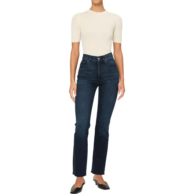 DL1961 | Women's Halle Straight High Rise Instasculpt™Jeans, Mediterranean (Blue, Size 26) | Maisonette | Maisonette