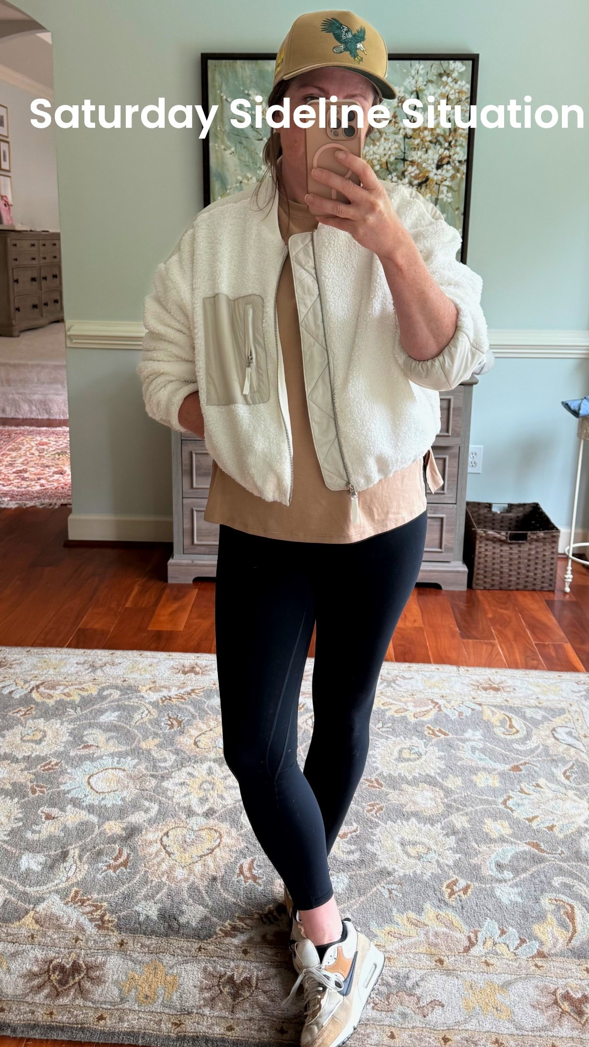 Kid’s soccer games all day when it’s cool in the am and warm in afternoon with chance of rain. 

Eagles hat. Go birds. Football sundays  

Medium in all tops and small in pants. Great leggings. My favorite. 

#LTKMidsize #LTKOver40 #LTKSeasonal