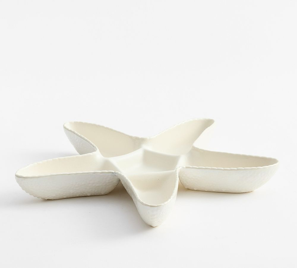 Pearlescent Starfish Stoneware Multi-Condiment Server | Pottery Barn (US)