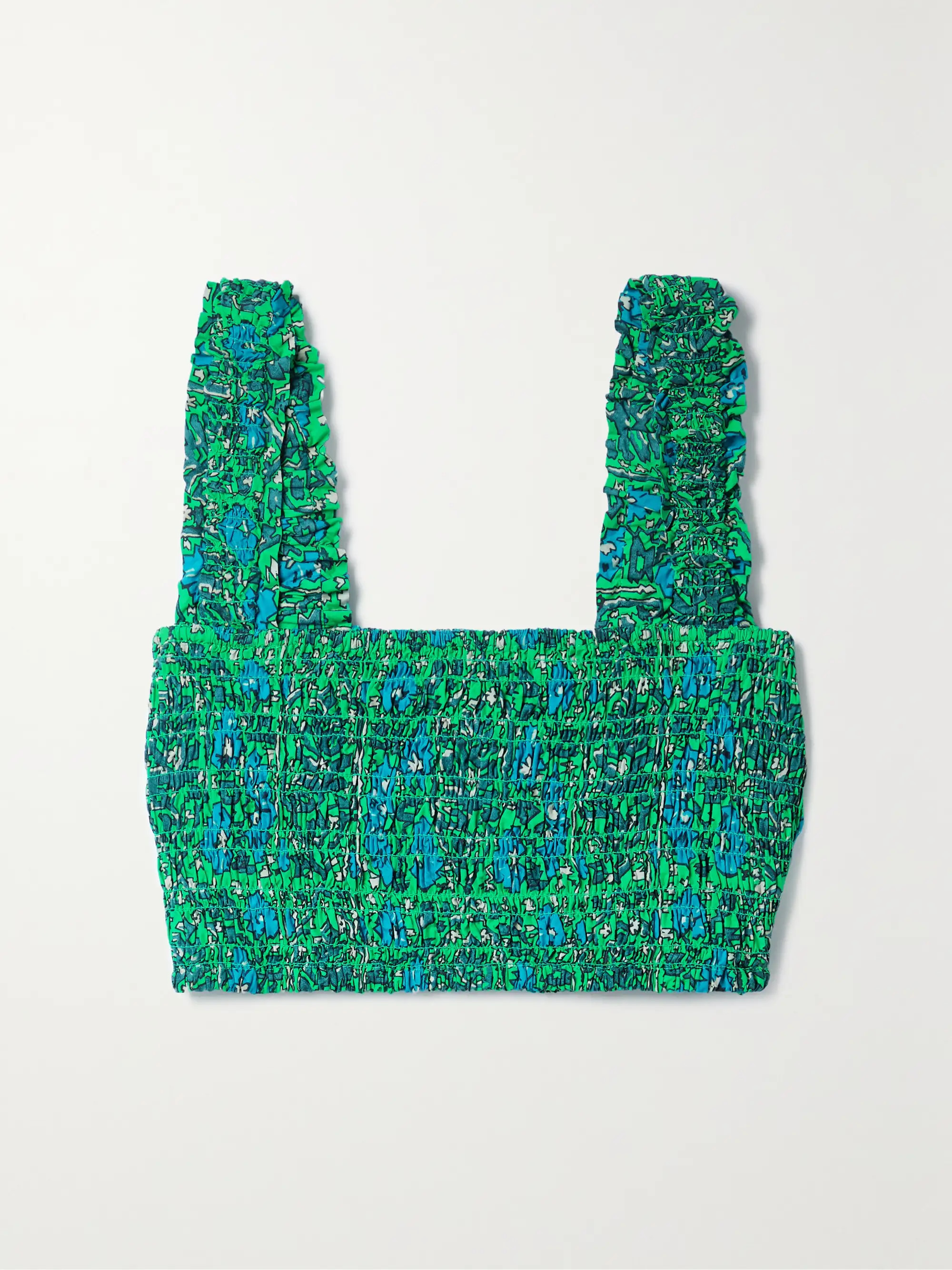 Tanya cropped shirred printed cotton-poplin top | NET-A-PORTER (US)