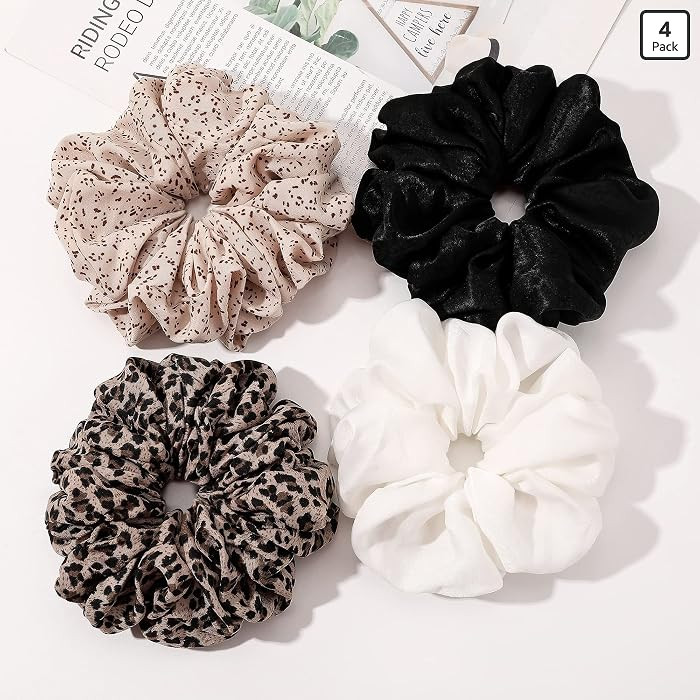 Scrunchies Hair Ties for Women Big Silk Satin Scrunchie Large Oversized Ligas Para el Cabello De ... | Amazon (US)