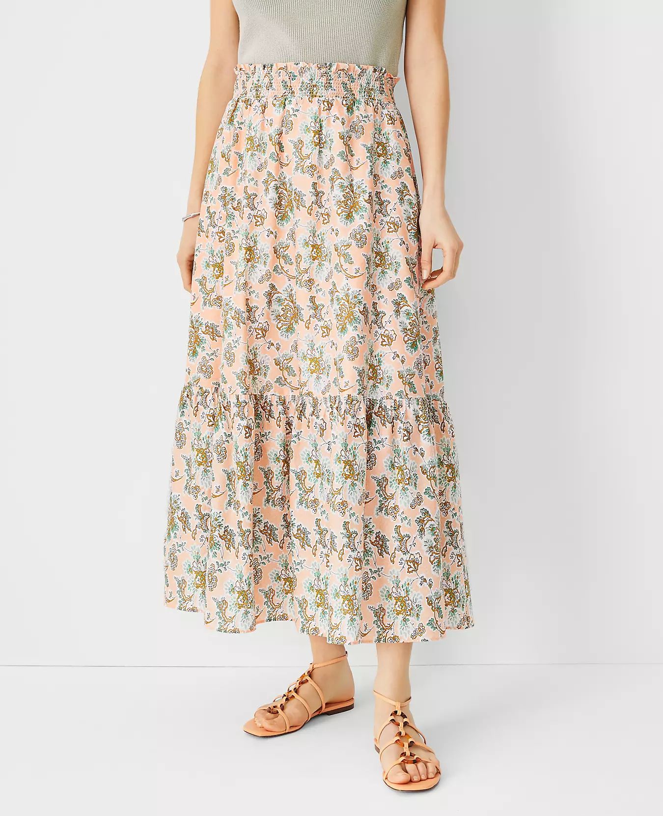 Petite Floral Flounce Pull On Maxi Skirt | Ann Taylor (US)