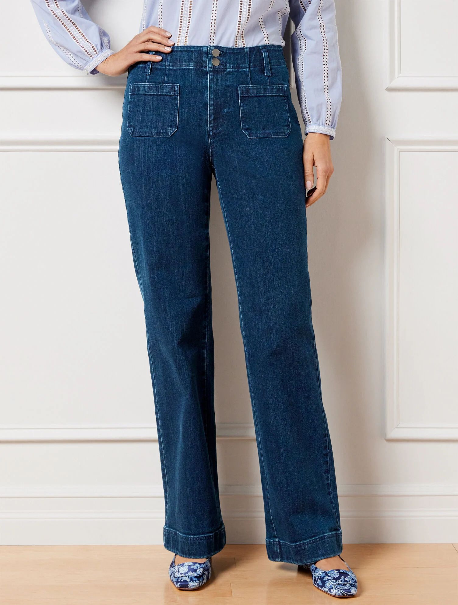 Wide Leg Trouser Jeans - Clara Wash | Talbots