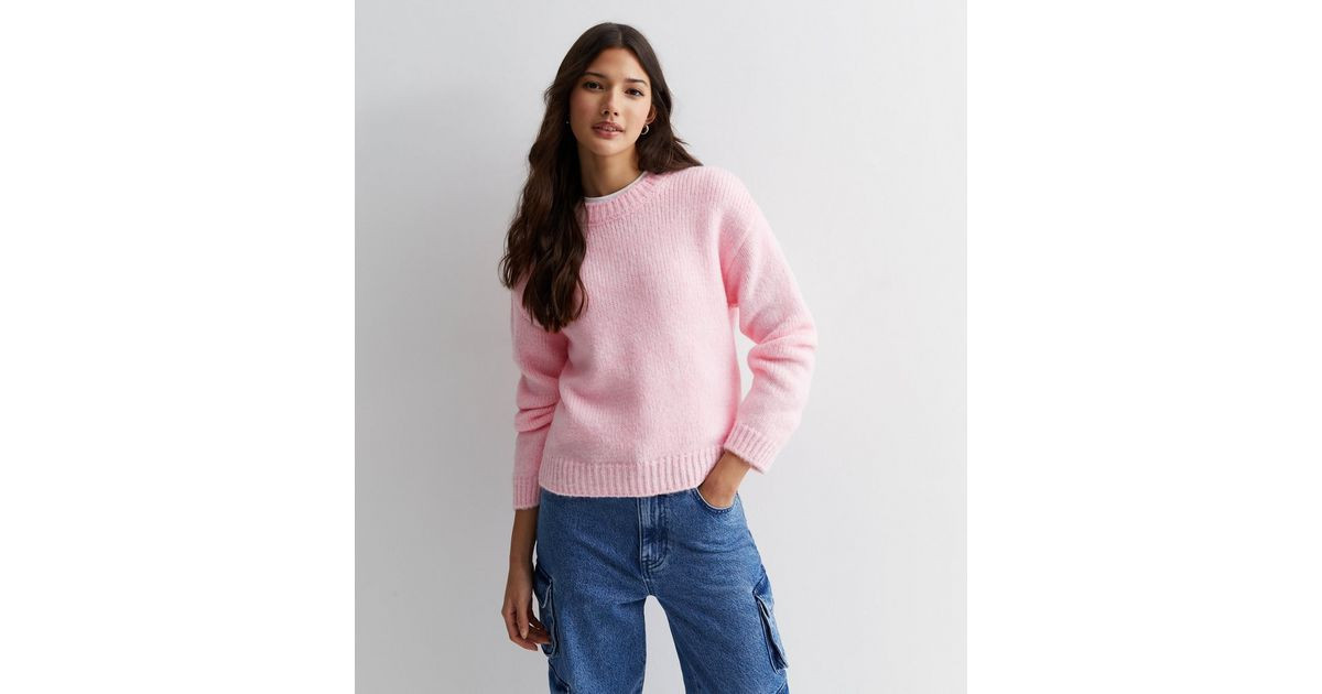 Pink Knit Crew Neck Jumper | New Look | New Look (UK)