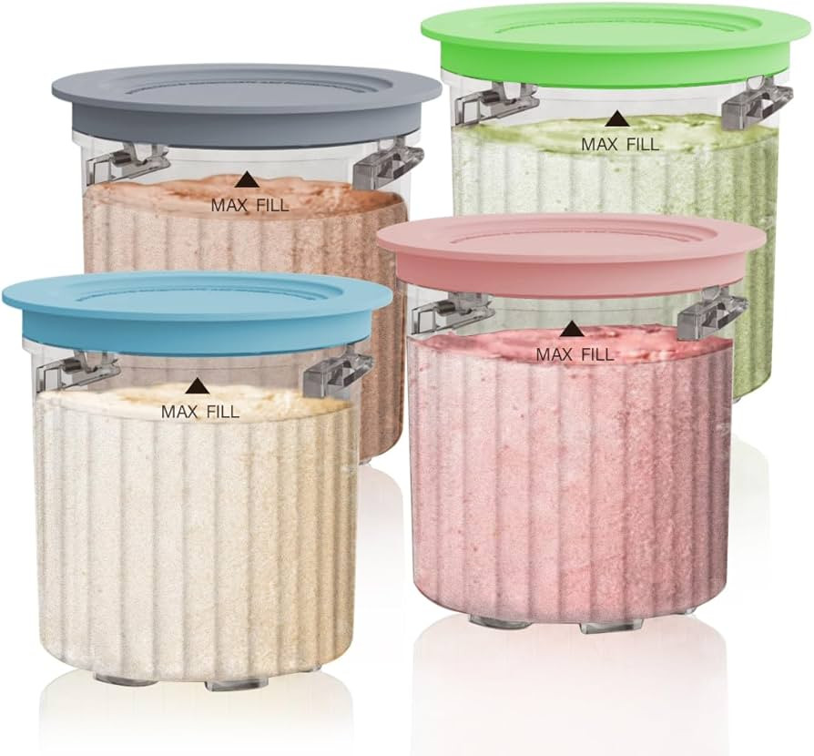 NANOBABY Pint Containers and Lids Replacement Compatible with Ninja Creami Breeze NC100/NC200 Ser... | Amazon (US)