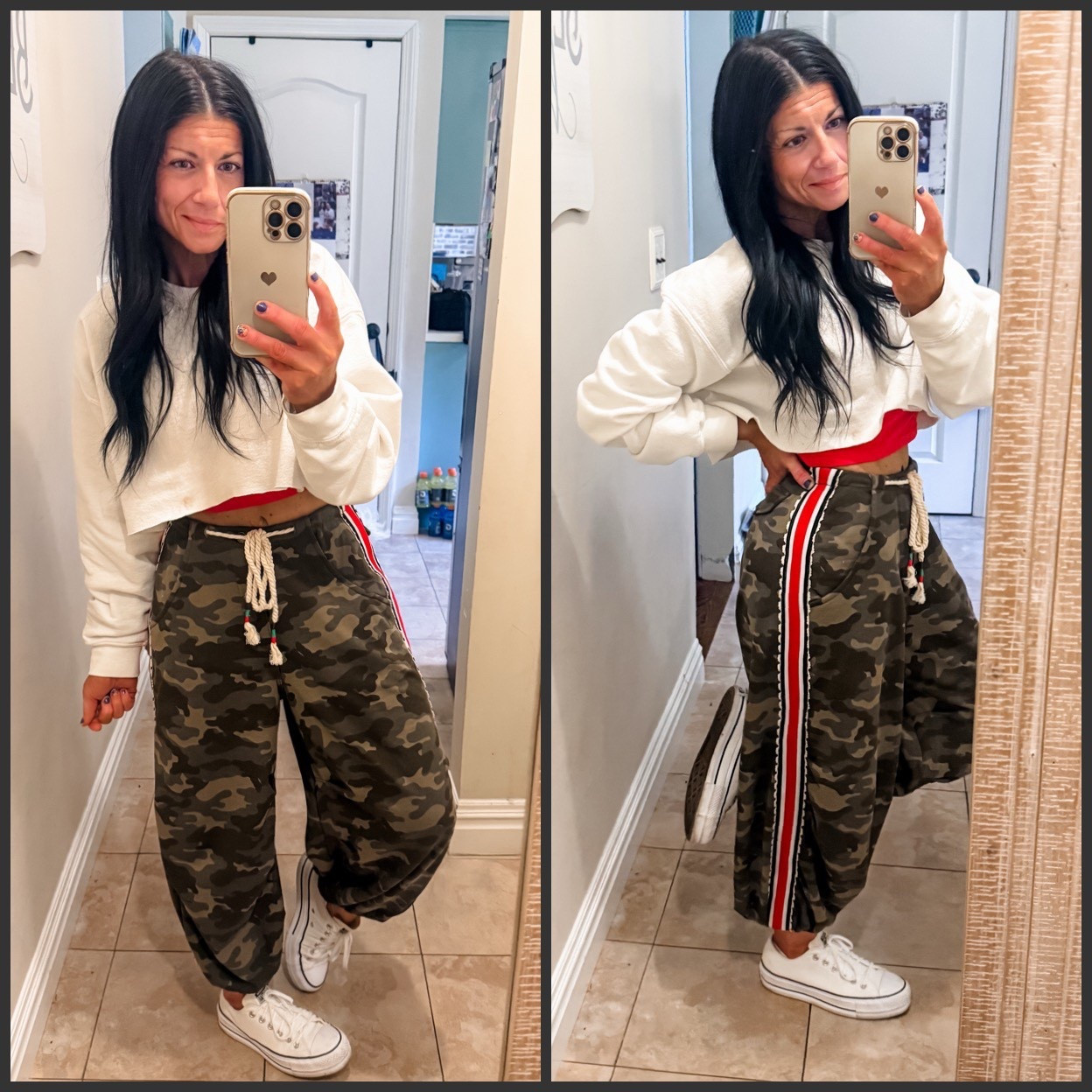 I can’t link the pants. They are from copper and cloth. I’m wearing an XS  