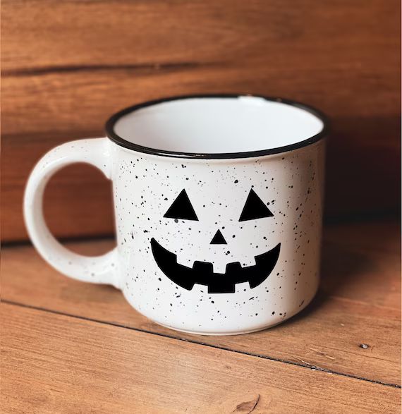 Jack-o-lantern Pumpkin Mug Ceramic Campfire Mug Black & | Etsy | Etsy (US)