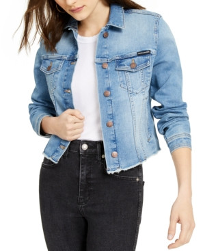 Calvin Klein Jeans Cotton Frayed Trucker Denim Jacket | Macys (US)