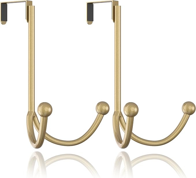 2Packs Over The Door Double Hanger Hooks, Metal Twin Hooks Organizer for Hanging Coats, Hats, Rob... | Amazon (US)
