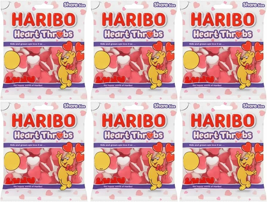 Haribo Heart Throbs Valentines Share Size Sweet 140g Bags Party Bags 6 Packs | Amazon (UK)