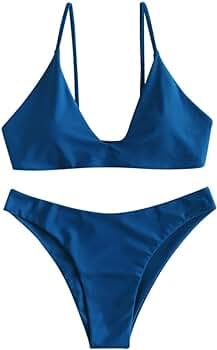 Women's Tie Back Padded High Cut Bralette Bikini Set Two Piece Swimsuit | Amazon (US)