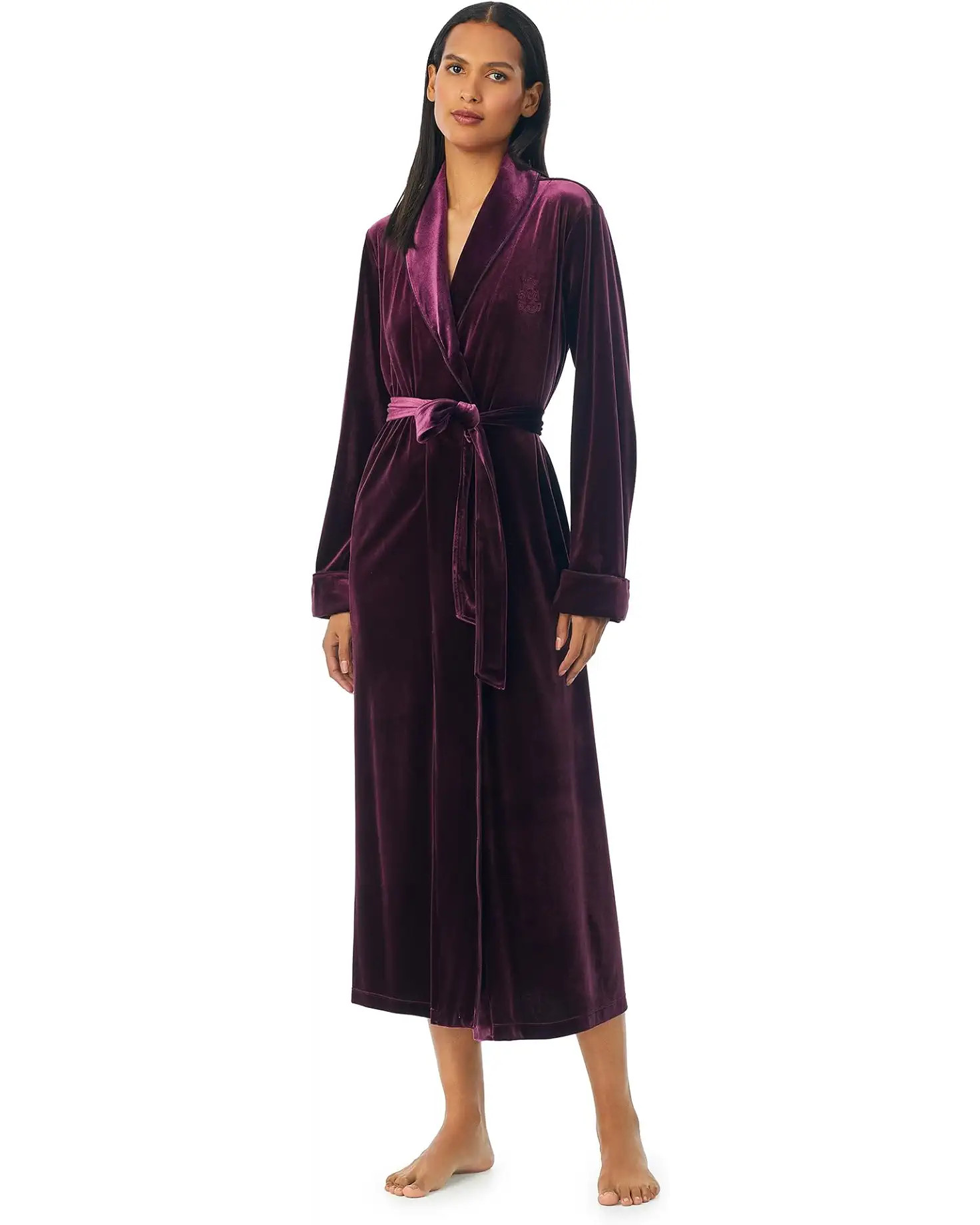 LAUREN Ralph Lauren Velvet Long Shawl Collar Robe | Zappos