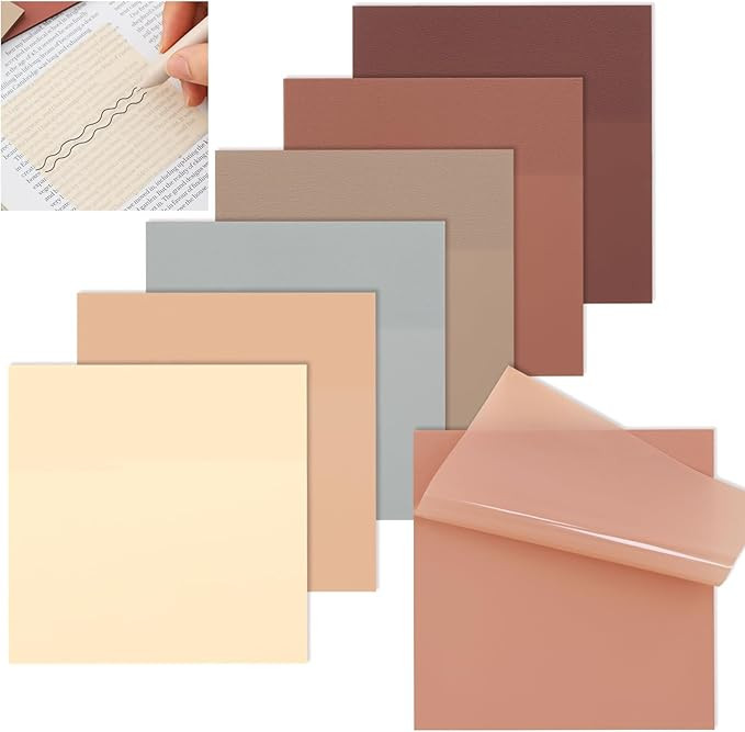 EOOUT Transparent Sticky Notes, 6 Pack 3x3 Inch Clear Sticky Pads Morandi See Through Notes for B... | Amazon (US)