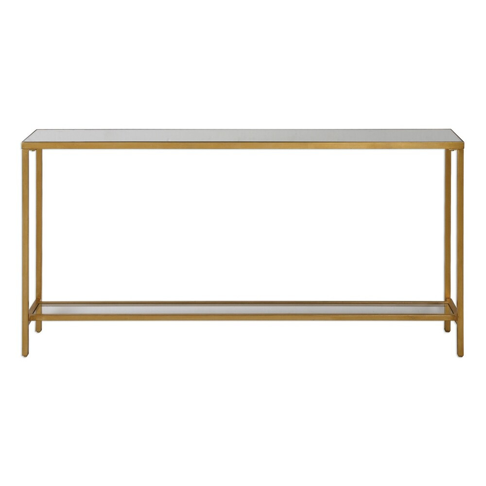 Uttermost 24685 Hayley 60" Wide Metal Console Table with Mirrored Top - Antiqued Gold Leaf (Antiqued | Bed Bath & Beyond