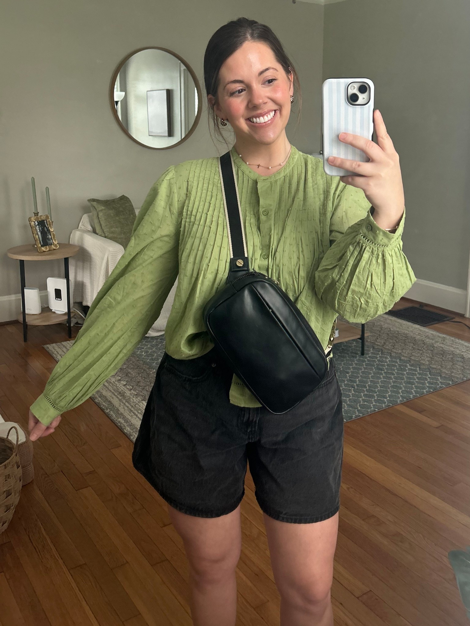 My outfit 🖤 love the avocado green color! These shorts I think are sooo flattering and very comfy. Would highly recommend. I’m wearing a medium in the top and a size 29 in the shorts! Linked similar sandals bc I couldn’t find these exact ones! But they are from Target 

My CASELY code is SAGE30 for 30% off!! 

#LTKStyleTip #LTKBeauty #LTKSaleAlert