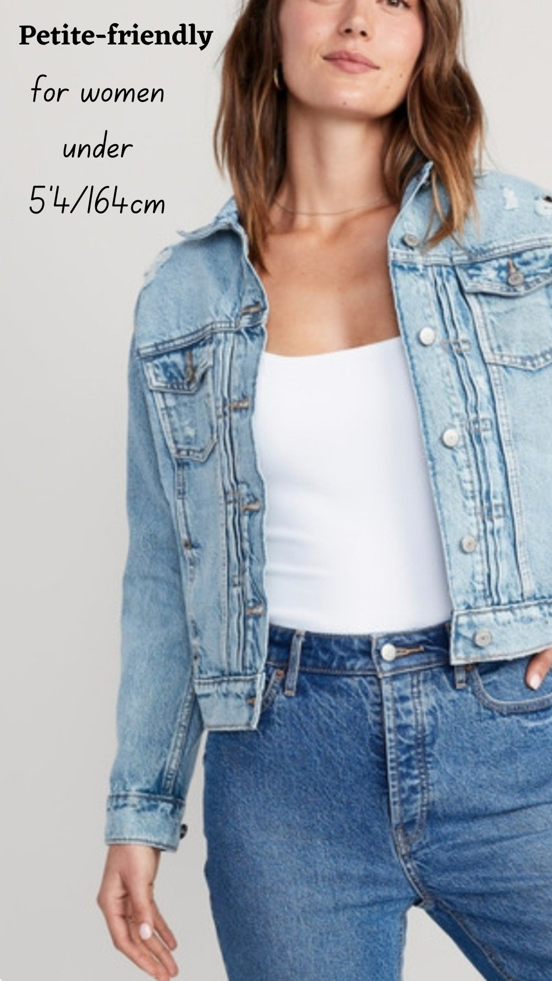 Classic jean denim jacket for Petite women from Old Navy. Spring fashion.

#LTKstyletip #LTKfindsunder50