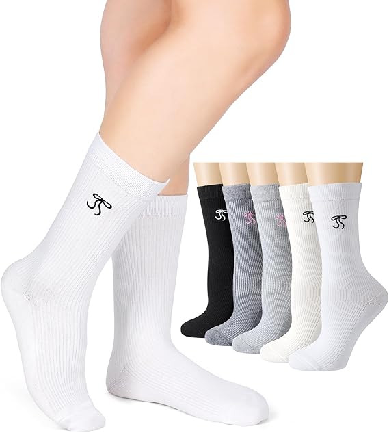 Shihanee 5 Pairs Bow Socks for Women Fashion Tall Socks with Embroidered Bow Knit Aesthetic Socks... | Amazon (US)
