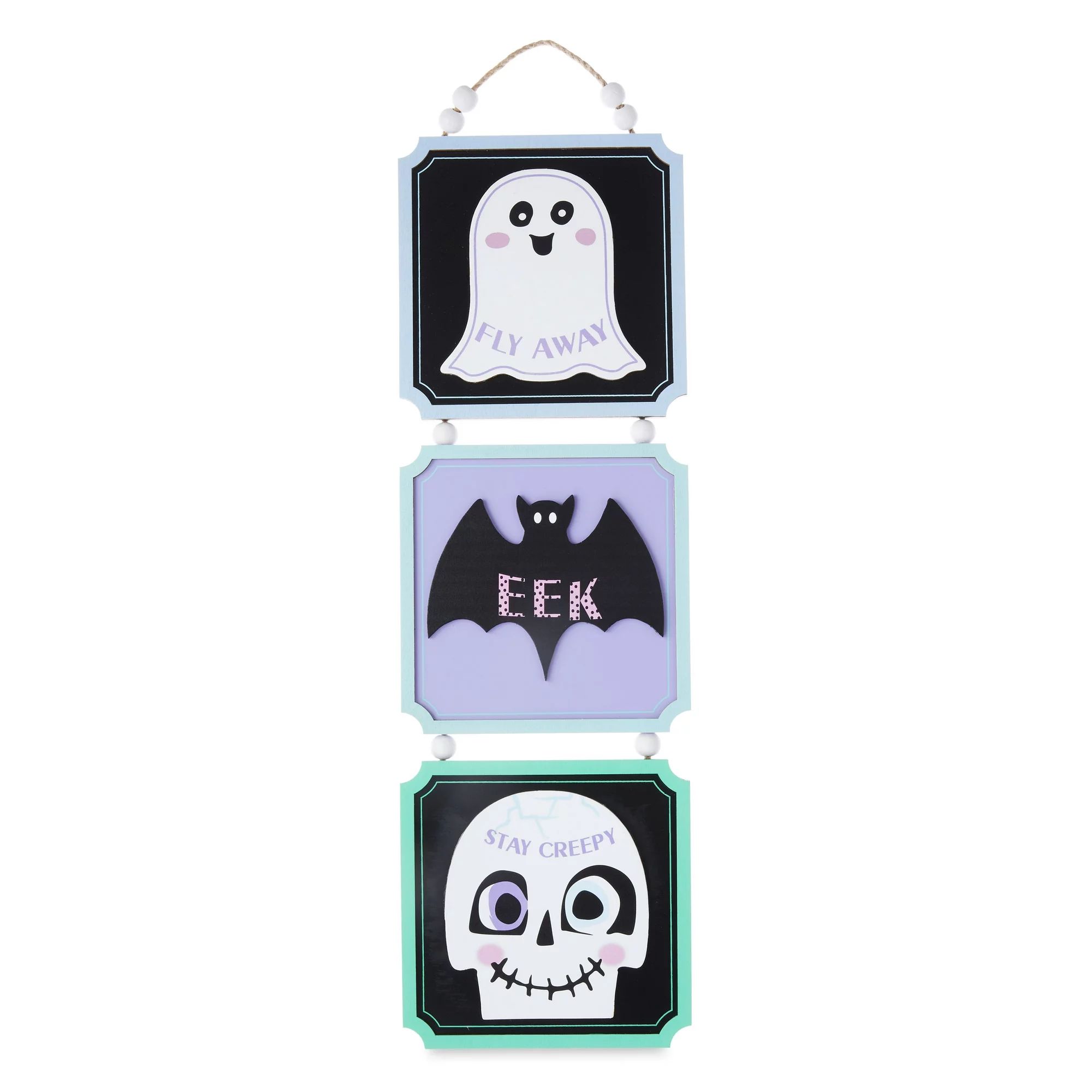 Halloween Multi-Colored MDF Ghost/Bat/Skull Wall Decor Decoration, 6 in x 0.5 in x 21 in, by Way ... | Walmart (US)