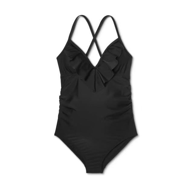 Flounce V-Neck One Piece Maternity Swimsuit - Isabel Maternity by Ingrid & Isabel™ Black | Target