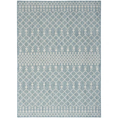 Ridlon Geometric Machine Woven Polyester/Polypropylene Indoor/Outdoor Area Rug in Aqua/Blue | Wayfair North America