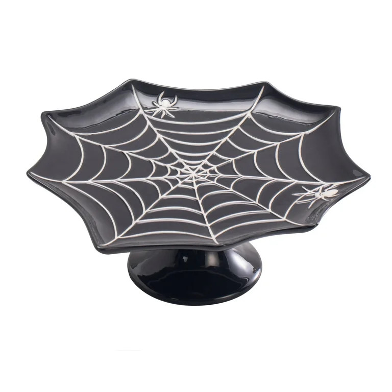 Bico Halloween Spider Web 12.7 inch Black Ceramic Cake Stand, for holding cakes, desserts, Microw... | Walmart (US)