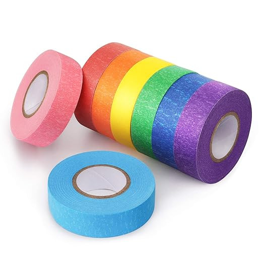 Hutou 8 Rolls Colored Masking Tape Rainbow Colors Painters Tape Colorful Craft Art Paper Tape Lab... | Amazon (US)