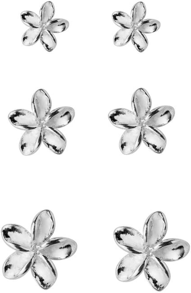 3 Pairs Tiny Flower Stud Earrings Sterling Silver Set for Women Girls Cute Cartilage 20g Studs Tr... | Amazon (US)