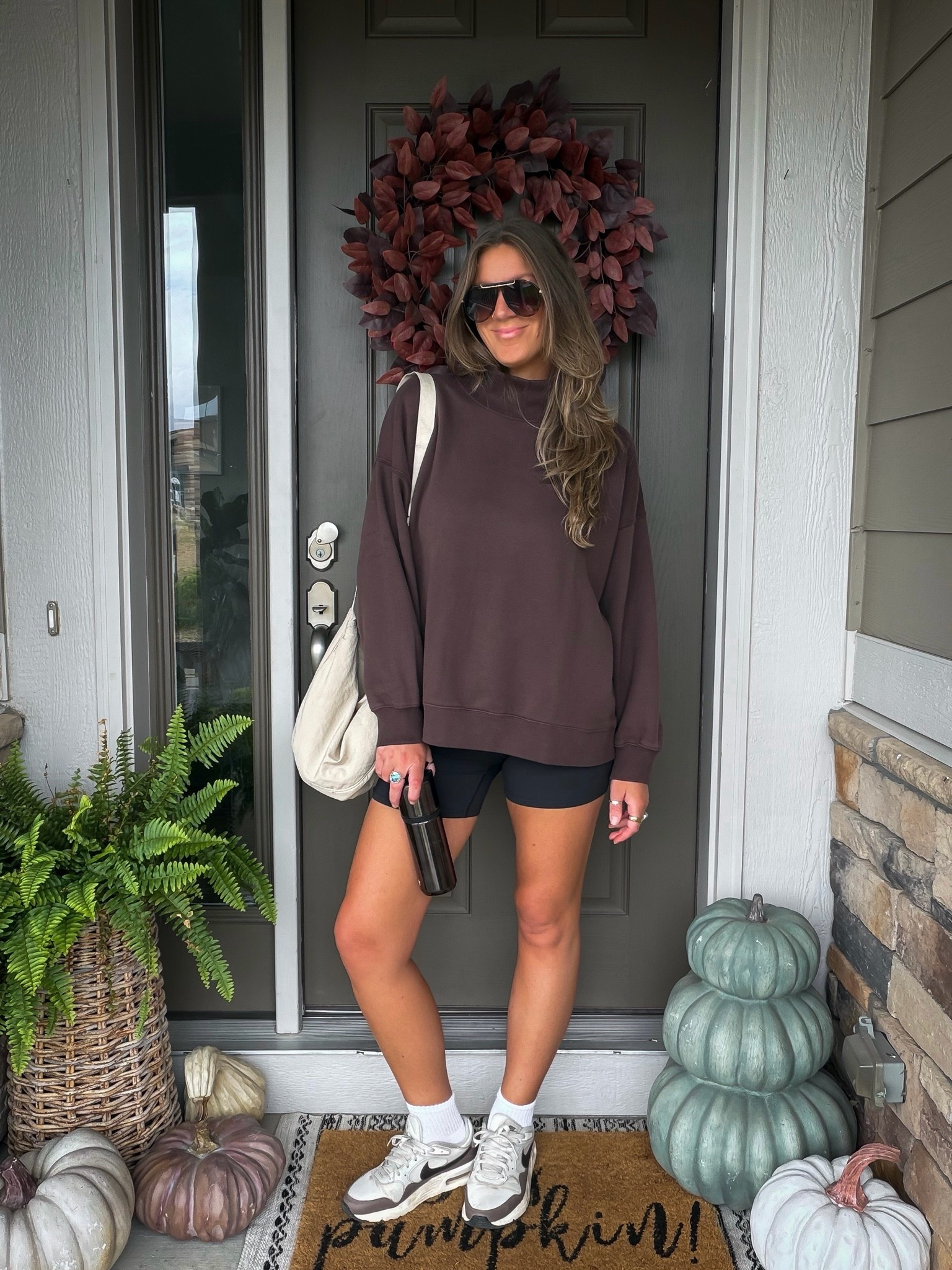 Large in sweatshirt and bike shorts

#LTKTall #LTKOver40 #LTKSeasonal