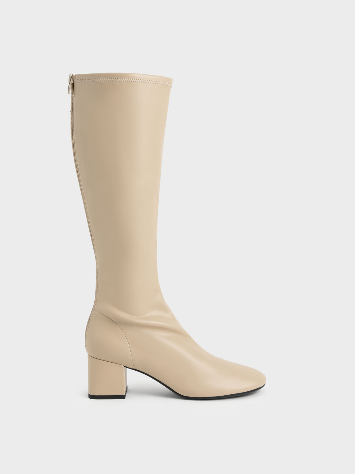 Sand Block Heel Knee Boots | CHARLES &amp; KEITH | Charles & Keith US