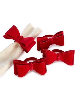 Southern Living Holiday Velvet Bow Napkin Rings, Set of 4 | Dillard's | Dillard's