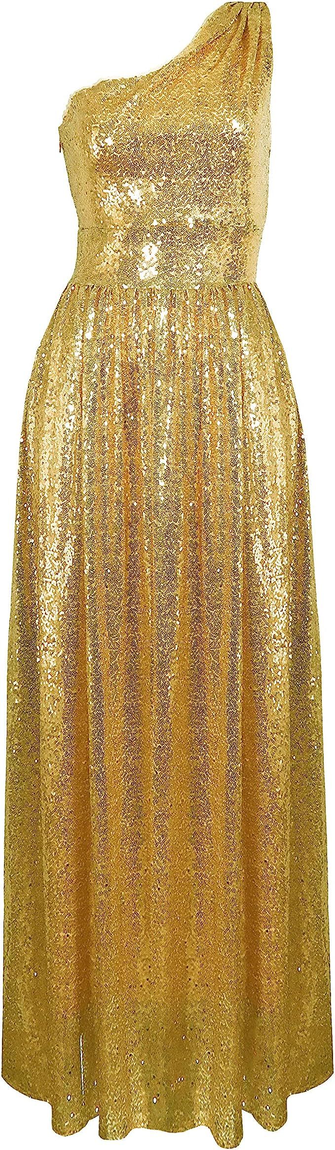 SVHOFFICIAL One Shoulder Sparkly Sequin Evening Dress | Amazon (US)