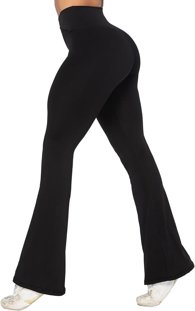 Sunzel Women's No Front Seam Crossover High Waist Flare Leggings Yoga Pants | Amazon (US)